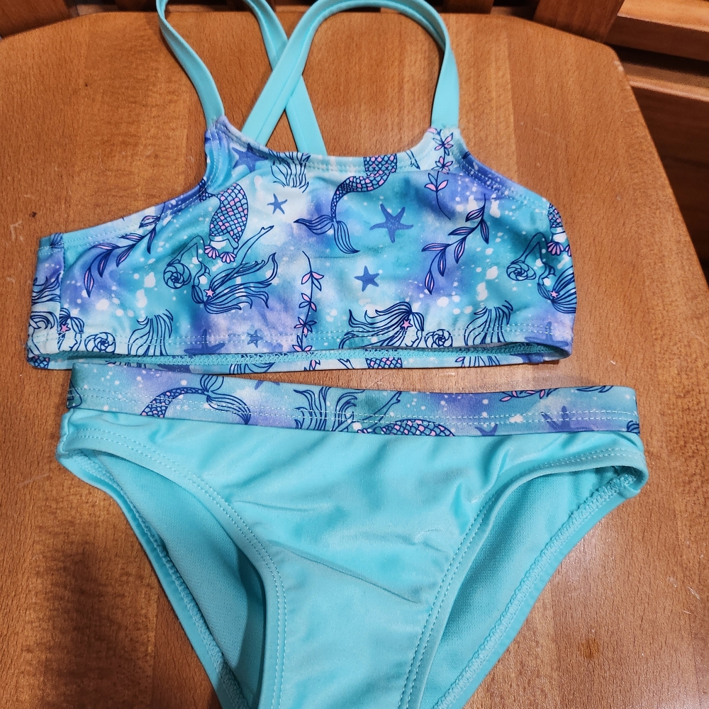 Wonder Nation Aqua and Lavender Mermaid Bikini Sz 4-5